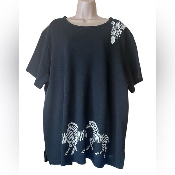 Black White Zebra Print Front and back Women's Top oversized - Picture 1 of 6